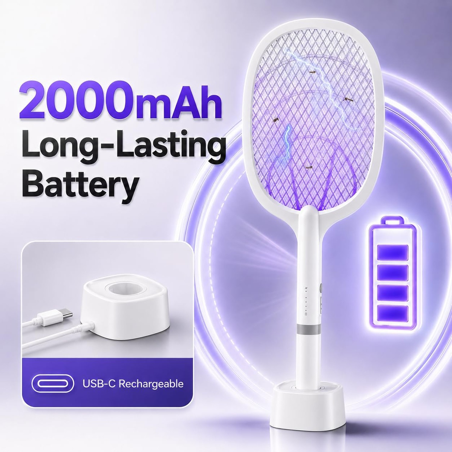 A UV bug zapper drawing flying insects onto its grid in a home